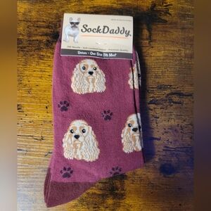 Sock Daddy cocker spaniel dog socks-maroon/tan